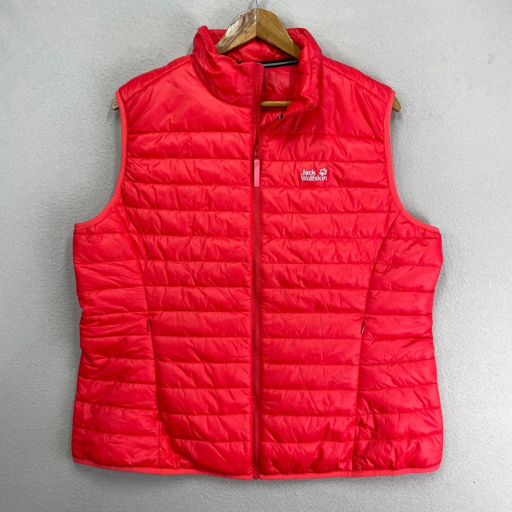 Jack Wolfskin Pilvi Down Vest‎ Womens XXL Sunset Coral Sleeveless Puffer Jacket